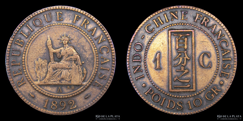 Indochina Francesa. 1 Centime 1892. Ceca de París. CU; 31mm; 9.90g. KM1 (VF)
Es...