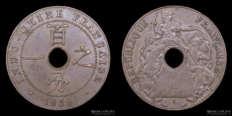 Indochina Francesa. 1 Centime 1939. Ceca de París. CU, 26.2mm; 4.90g. KM 12.1 (V...