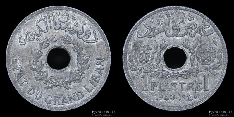 Libano (República 1926-1945) 1 Piastre 1940. Zinc; 24.4mm; 3.46g. KM3a (aUNC)
E...