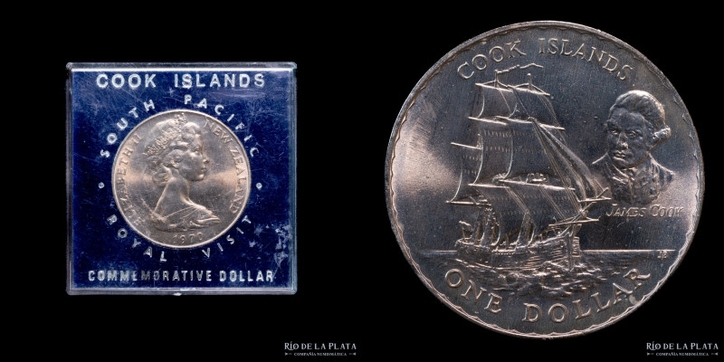 Nueva Zelanda. 1 Dollar 1970 Cook Islands. Cu-Ni; 38.7mm; 27.70g. (UNC) en estuc...