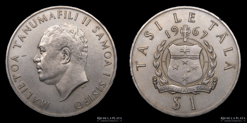 Samoa. Malietoa Tanumafili II (1962-2007) 1 Tala 1967. Cu-Ni; 38.74mm; 27.30g. K...