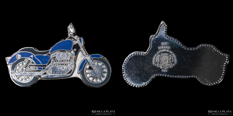 Somalia. 1 Dollar 2007 Blue Thunder (Motorcycles Shape Series) Cu-Ni plateado; 4...