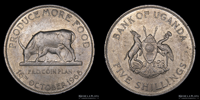 Uganda. 5 Shillings 1968 FAO. Cu-Ni; 37.8mm; 27.92g. KM7 (aUNC)
Estimate: USD 1...