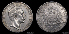 Prussia. Wilhem II. 3 Mark 1909 A. KM527
