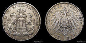 Hamburg. Free City. 3 Marks 1912 J. KM620