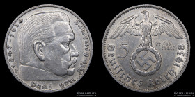 Alemania. 5 Reichsmark 1938 F. KM94