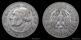 Alemania. 2 Reichsmarks 1933 A. Luther. KM79