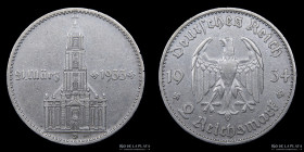 Alemania. 2 Reichsmark 1934 D. KM81
