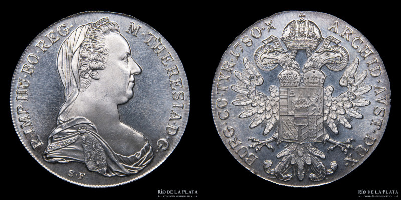 Austria.Maráa Theresa. 1 Thaler 1780X SF. Restrike (1853-1890). AG.833, 41mm, 28...