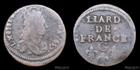 Francia. Luis XIV. 1 Liard 1657. Lusignan. Dy1588