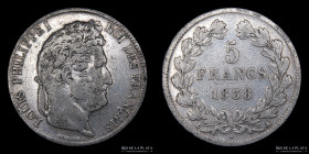 Francia. Luis Felipe I. 5 Francs 1838 A. KM749.1