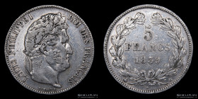 Francia. Luis Felipe I. 5 Francs 1839 B. KM749.2