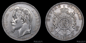 Francia. Napoleon III. 5 Francs 1870 A. KM799.1