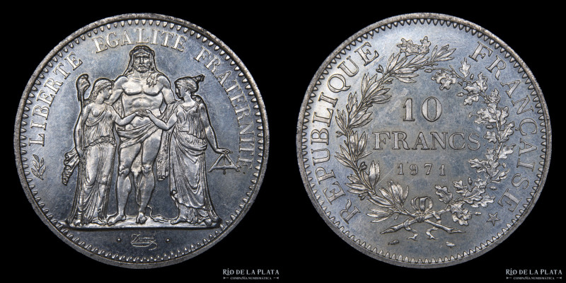 Francia. 10 Francs "Hercule" 1971. Ceca de Paris . AG.900; 37.0mm; 25.0g. KM932 ...