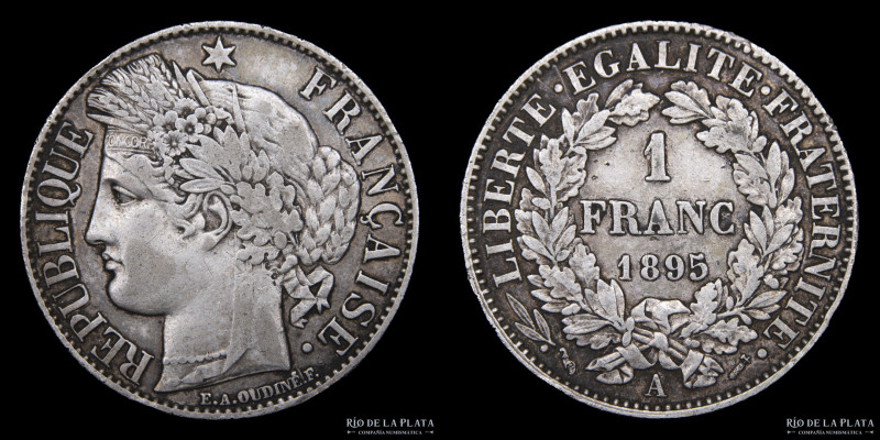 Francia. 1 Franc 1895. AG.835; 23mm; 4.90g. KM822.1 (VF)
Estimate: USD 10-20