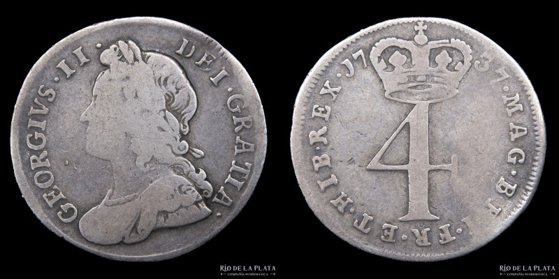 Gran Bretaña. Jorge II (1727-1760) Maundy 4 Pence 1737. AG.925; 19mm; 1.80g. KM5...