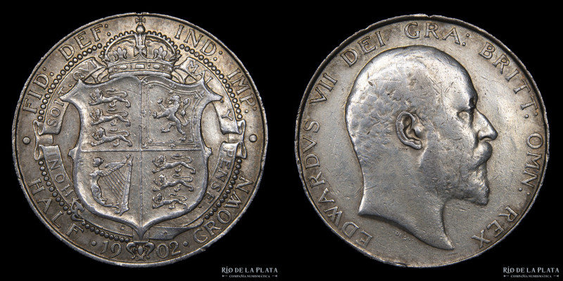 Gran Bretaña. Edward VII. Half Crown 1902. AG.925; 32m; 14.11g. KM802 (VF+)
Est...