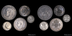 Gran Bretaña. 1922 a 1946. Lote x5. Monedas de plata