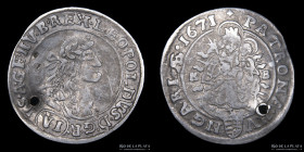 Hungria. Leopoldo I. Thaler (6 kreuzer) 1671. KM164