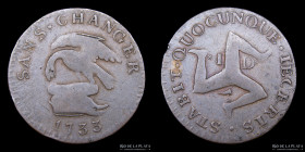 Isla de Man. 1 Penny 1733. James Stanley. KM5