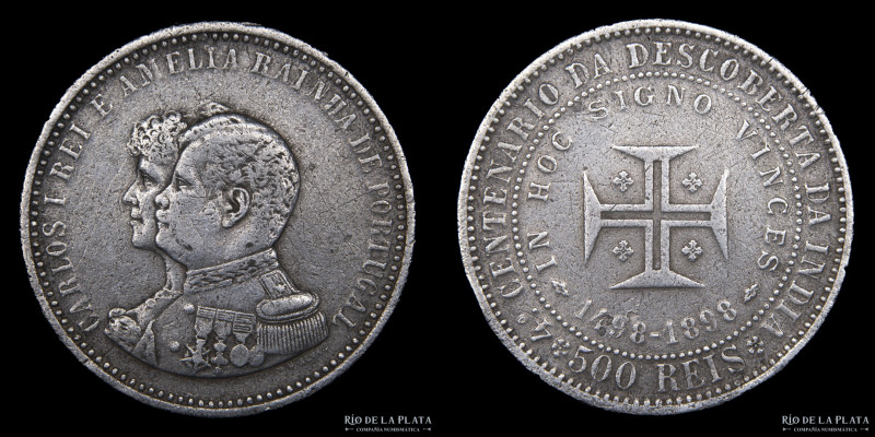 Portugal. Carlos I (1889-1908). 500 Reis 1898. AG.917; 31mm; 12.30g. KM538 (VF) ...