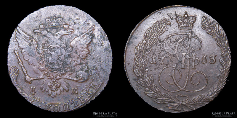 Rusia. Catalina II la Grande (1762-1796) 5 Kopeks 1763. CU; 43.0mm; 55.7g. Ceca ...