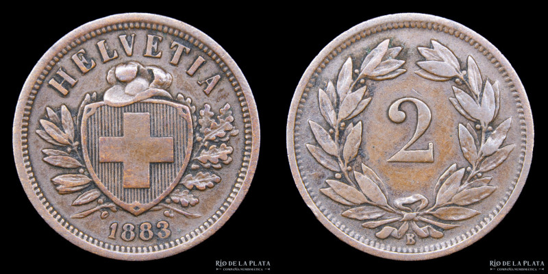Switzerland. 2 Rappen 1883. AE; 20.0mm; 2.50g. KM4.1 (VF)
Estimate: USD 20-40