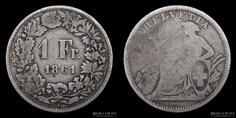 Switzerland. 1 Franc 1861 B. AG.800; 23mm; 4.70g. KM9a (F)
Estimate: USD 20-40