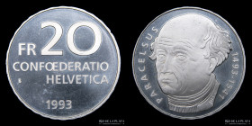 Switzerland. 20 Francs 1993. 500th Birth of Paracelsus. KM73