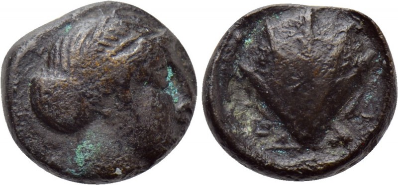 UNCERTAIN. Ae (Circa 3rd-2nd centuries BC). 

Obv: Diademed head of nymph righ...