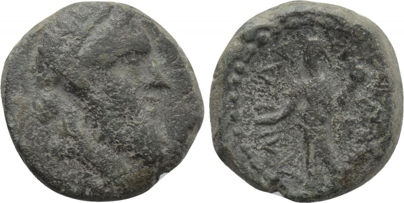 UNCERTAIN. Ae (Circa 2nd-1st centuries BC). 

Obv: Head (of Zeus?) right, wear...