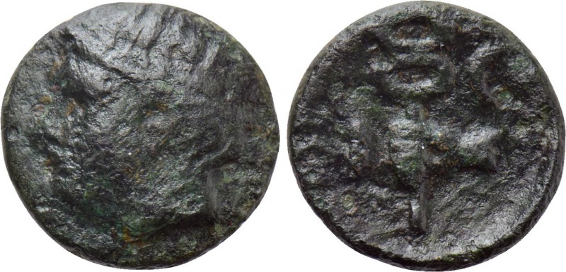 THRACE. Ainos. Ae (5th-4th centuries BC). 

Obv: Head (of Hermes?) left.
Rev:...