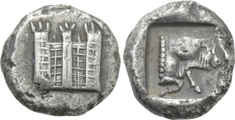 ASIA MINOR. Uncertain mint. Stater (5th century BC).

Obv: City Wall mit Three...