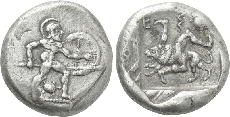 PAMPHYLIA. Aspendos. Stater (465-430 BC).

Obv: Warrior advancing right, holdi...