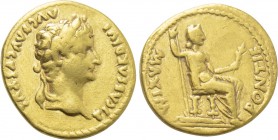 TIBERIUS (14-37). GOLD Aureus. Lugdunum. "Tribute Penny" type.