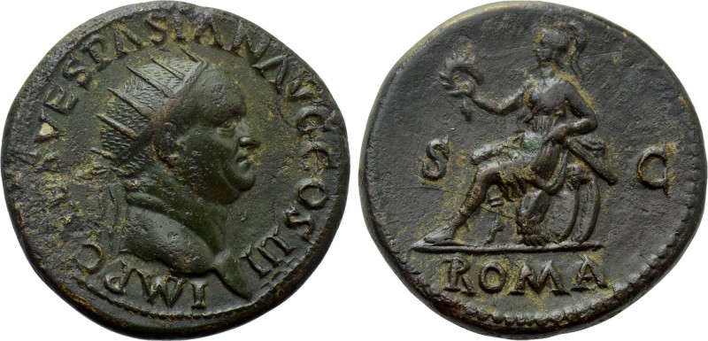 VESPASIAN (69-79). Dupondius. Rome. 

Obv: IMP CAES VESPASIAN AVG COS III. 
R...