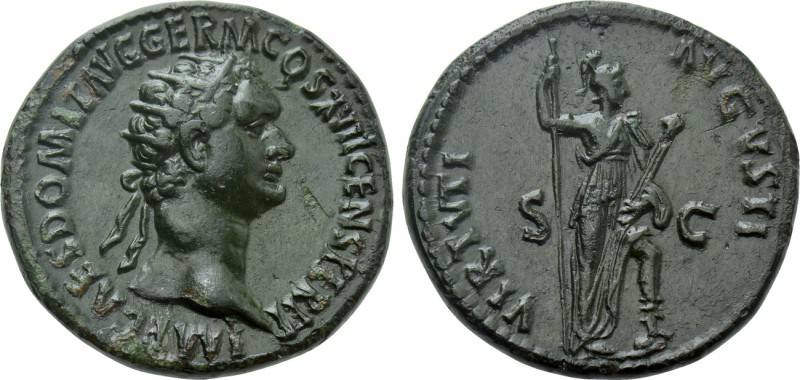 DOMITIAN (81-96). Dupondius. Rome. 

Obv: IMP CAES DOMIT AVG GERM COS XVII CEN...