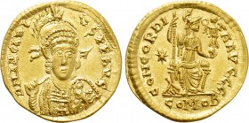 ARCADIUS (383-408). GOLD Solidus. Thessalonica.