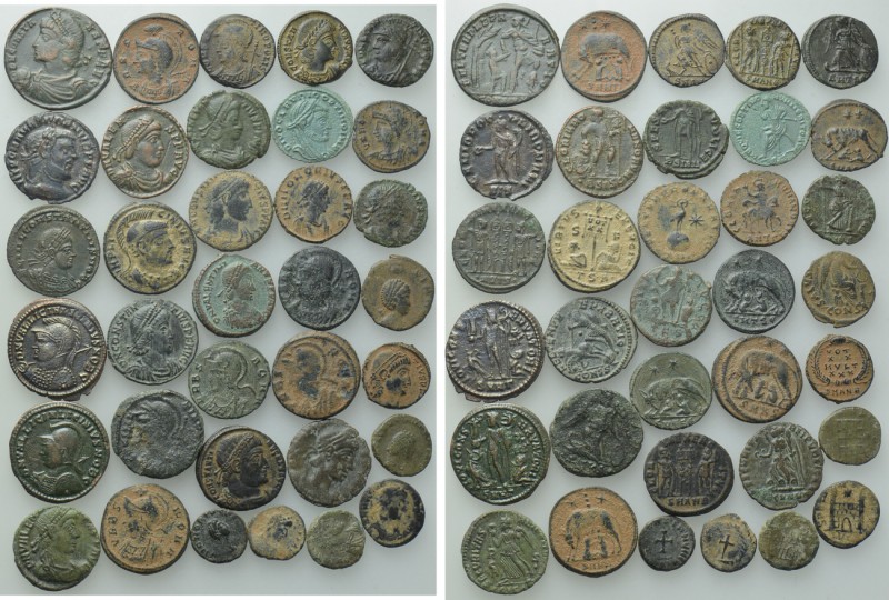 34 Late Roman Coins. 

Obv: .
Rev: .

. 

Condition: See picture.

Weig...