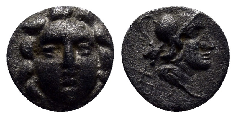 PISIDIA, Selge c. 300-190 BCE, AR Obol. (10mm, 0.9 g). Obv: Gorgoneion. Rev: Hel...