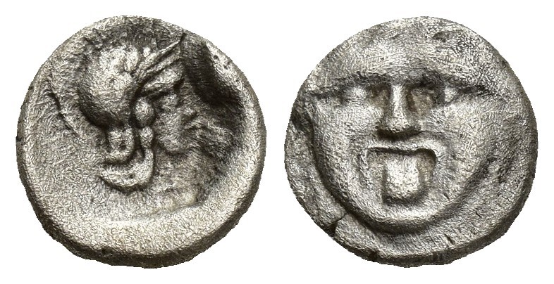 PISIDIA. Selge. Obol (10mm, 0.9 g) (Circa 350-300 BC). Obv: Helmeted head of Ath...