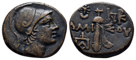 PONTOS. Amisos. Ae (20mm, 8.1 g) (Circa 111-105 or 95-90 BC). Struck under Mithradates VI Eupator. Obv: Helmeted head of Ares right. Rev: AMI - ΣOV. S...