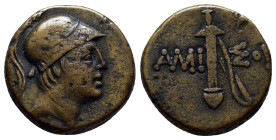 PONTOS. Amisos. Time of Mithradates VI Eupator, circa 100-85 BC. AE (19mm, 7.7 g) Head of Ares to right, wearing crested Corinthian helmet. Rev. AMI-Σ...