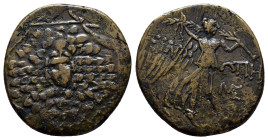 Paphlagonia. Sinope . Time of Mithradates VI, circa 105-90 or 90-85 BC Bronze Æ (23mm, 7.6 g). Aegis with gorgoneion / ΣΙΝΩΠΗΣ, Nike advancing right, ...