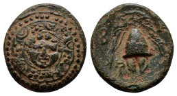 Cyprus. Salamis. Nikokreon circa 331-310 BC. In the types of Alexander III of Macedon. Struck circa 323-317 BC Half Unit Æ (15mm, 3.2 g) Macedonian sh...