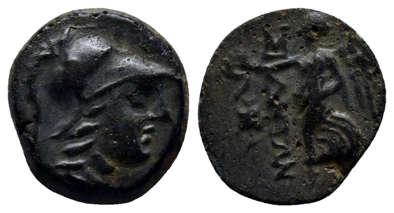 PAMPHYLIA. Side. Ae (15mm, 2.9 g) (Circa 200-36 BC). Obv: Helmeted head of Athen...