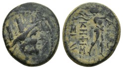 PHRYGIA. Apameia. Ae (16mm, 4.8 g) (Circa 88-40 BC). Kephiso-, magistrate, son of Skau- Obv: Turreted head of Artemis-Tyche right, with bow and quiver...