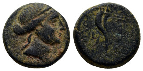 PHRYGIA, Laodikeia. After 133 BC. Æ (18mm, 7.0 g). Head of Aphrodite or Laodice right, wearing stephane and diadem / Two cornucopiae bound by fillet