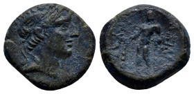 Kingdom of Bithynia, Prusias II Kynegos Æ (16mm, 3.7 g) . Nikomedia, circa 182-149 BC. Head to right, wearing winged diadem / BAΣIΛEΩΣ ΠPOVΣIOV, Herak...