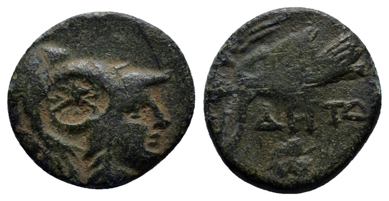 PAMPHYLIA. Side. Ae (14mm, 2.5 g) (Circa 200-36 BC). Obv: Helmeted head of Athen...